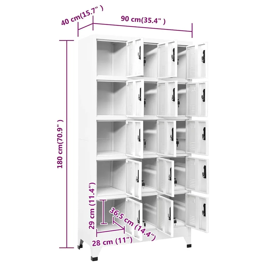Armoire à casiers Blanc 90x40x180 cm Acier - 8