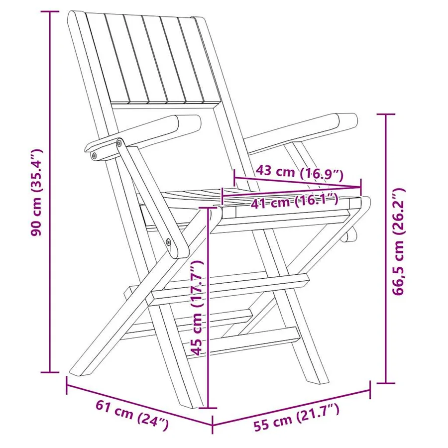 Chaises de jardin pliantes lot de 2 55x61x90cm bois massif teck - 8