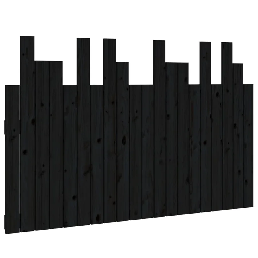 Tête de lit murale Noir 127,5x3x80 cm Bois massif de pin - 2