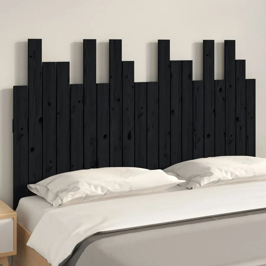Tête de lit murale Noir 127,5x3x80 cm Bois massif de pin - 3