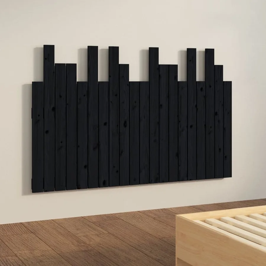 Tête de lit murale Noir 127,5x3x80 cm Bois massif de pin - 4