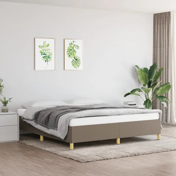 Cadre de lit à lattes taupe 180x200 cm tissu