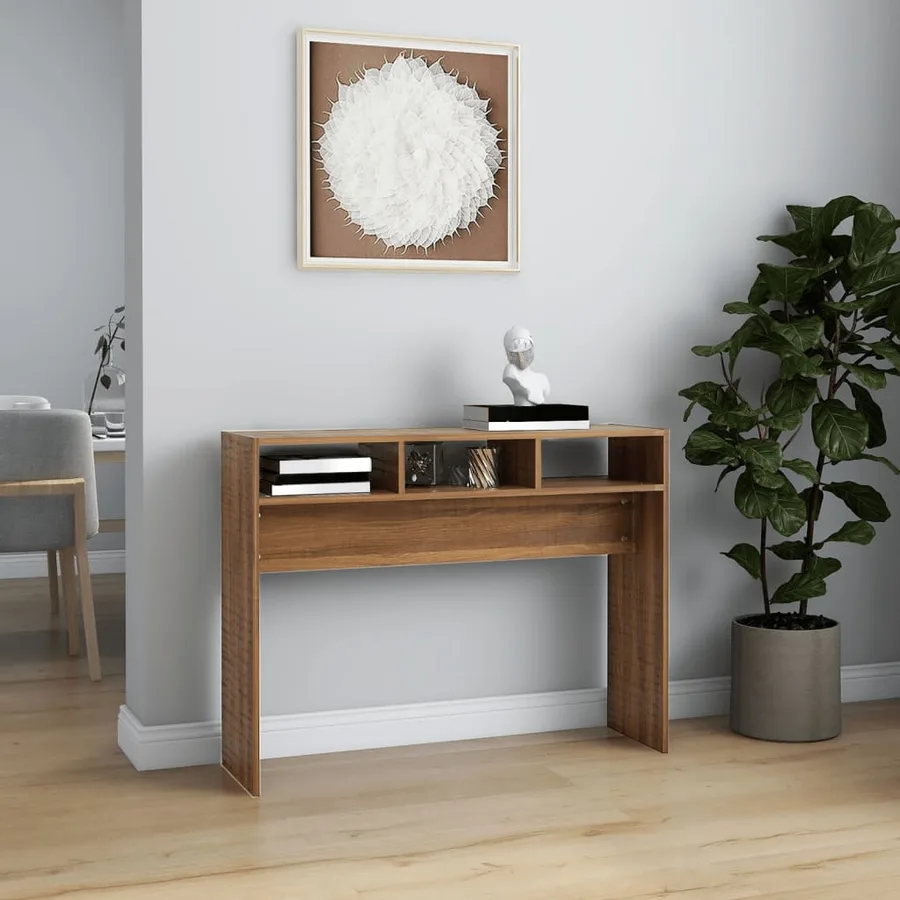Table console Chêne marron 105x30x80 cm Bois d'ingénierie - 3