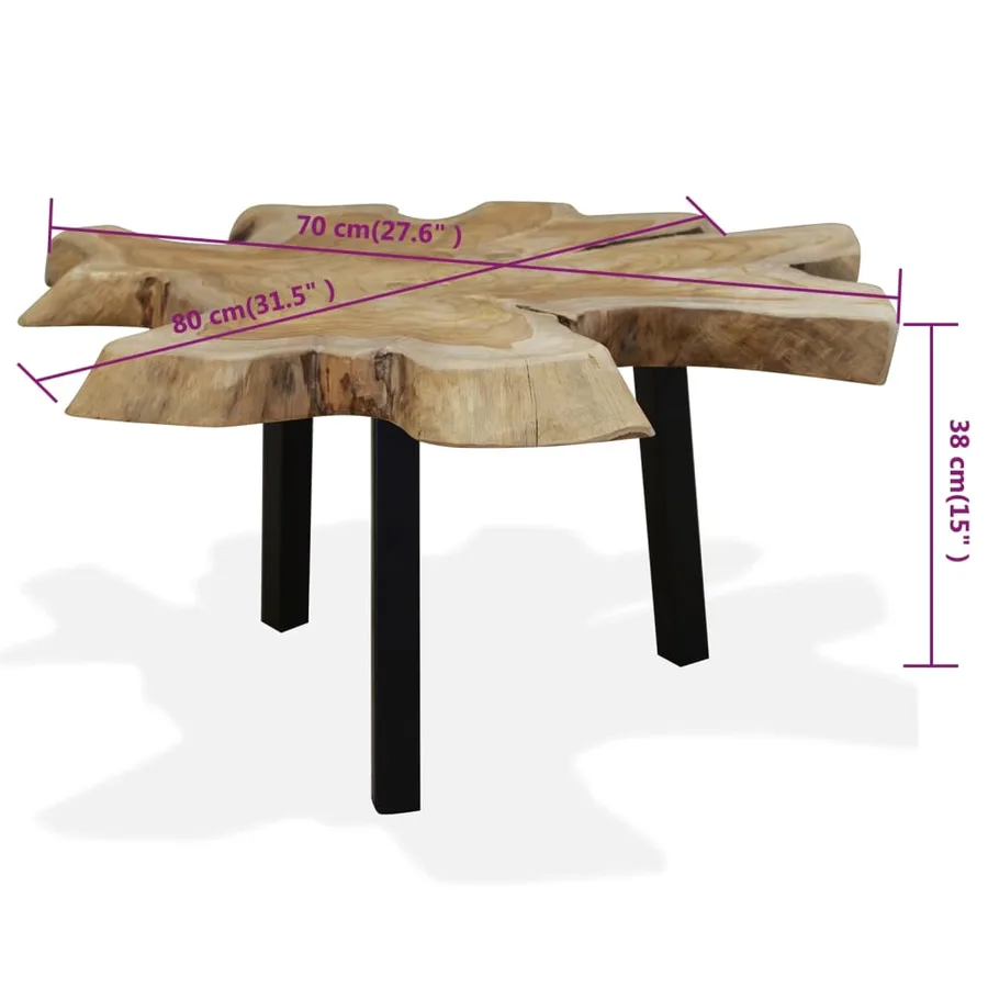 Table basse Teck authentique 80x70x38 cm - 10
