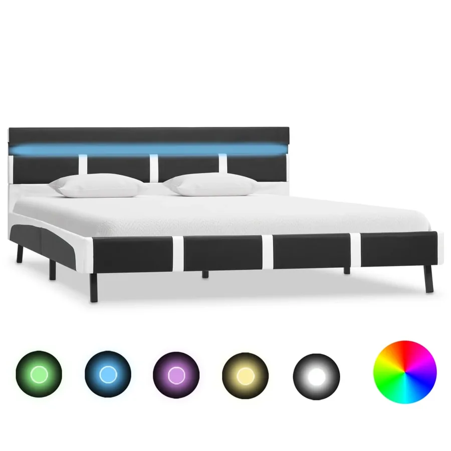 Cadre de lit avec LED Gris Similicuir 160 x 200 cm