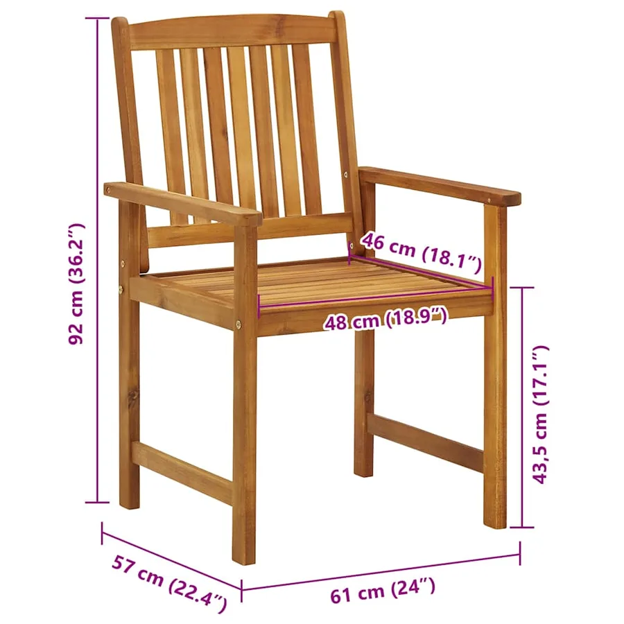 Chaises de jardin avec coussins lot de 6 Bois d'acacia massif - 8