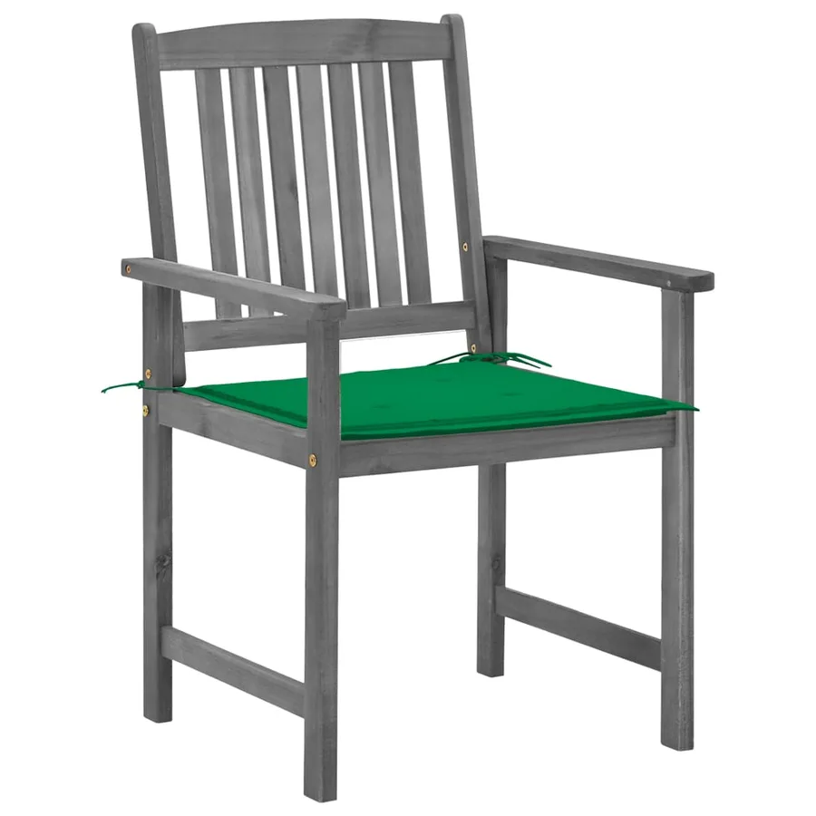 Chaises de jardin et coussins lot de 4 Gris Bois acacia massif - 3