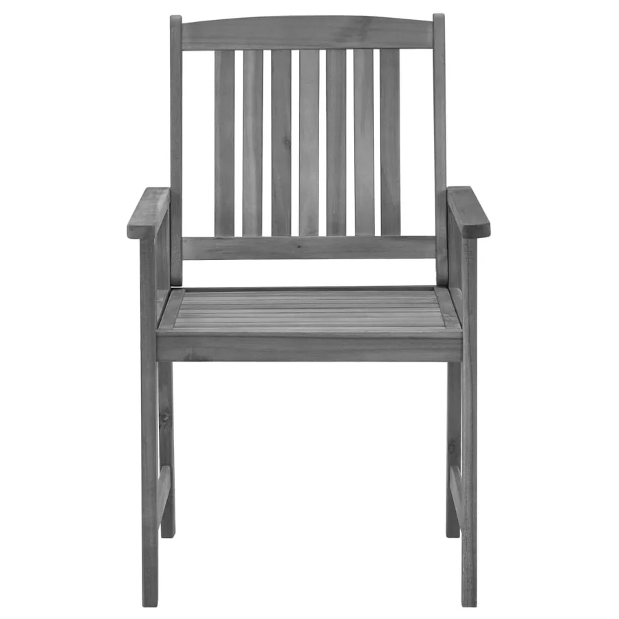 Chaises de jardin et coussins lot de 4 Gris Bois acacia massif - 5
