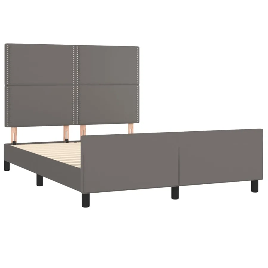Cadre de lit sans matelas gris 140x200 cm similicuir - 4