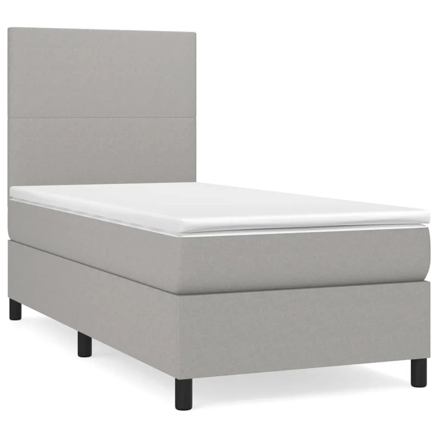 Sommier à lattes de lit avec matelas Gris clair 100x200cm Tissu - 2