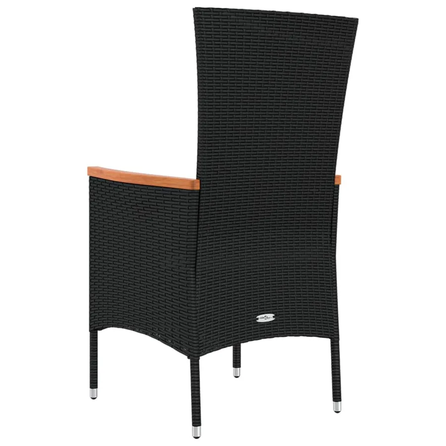 Chaises de jardin lot de 2 avec coussins Résine tressée Noir - 6