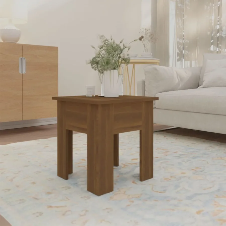 Table basse chêne marron 40x40x42 cm bois d'ingénierie - 3