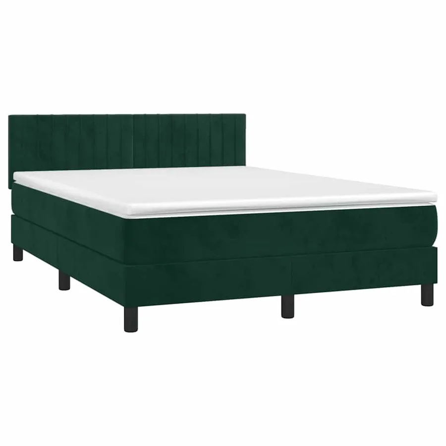 Sommier à lattes de lit et matelas Vert foncé 140x200cm Velours - 3