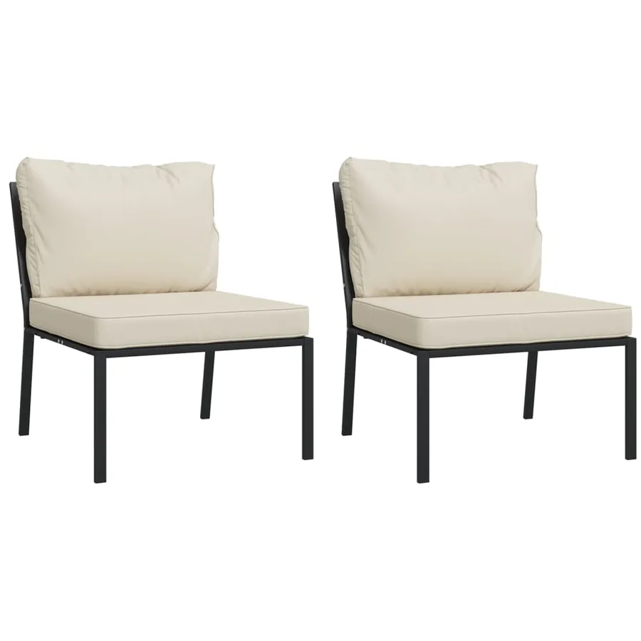 Salon de jardin 7 pcs avec coussins sable acier - 6
