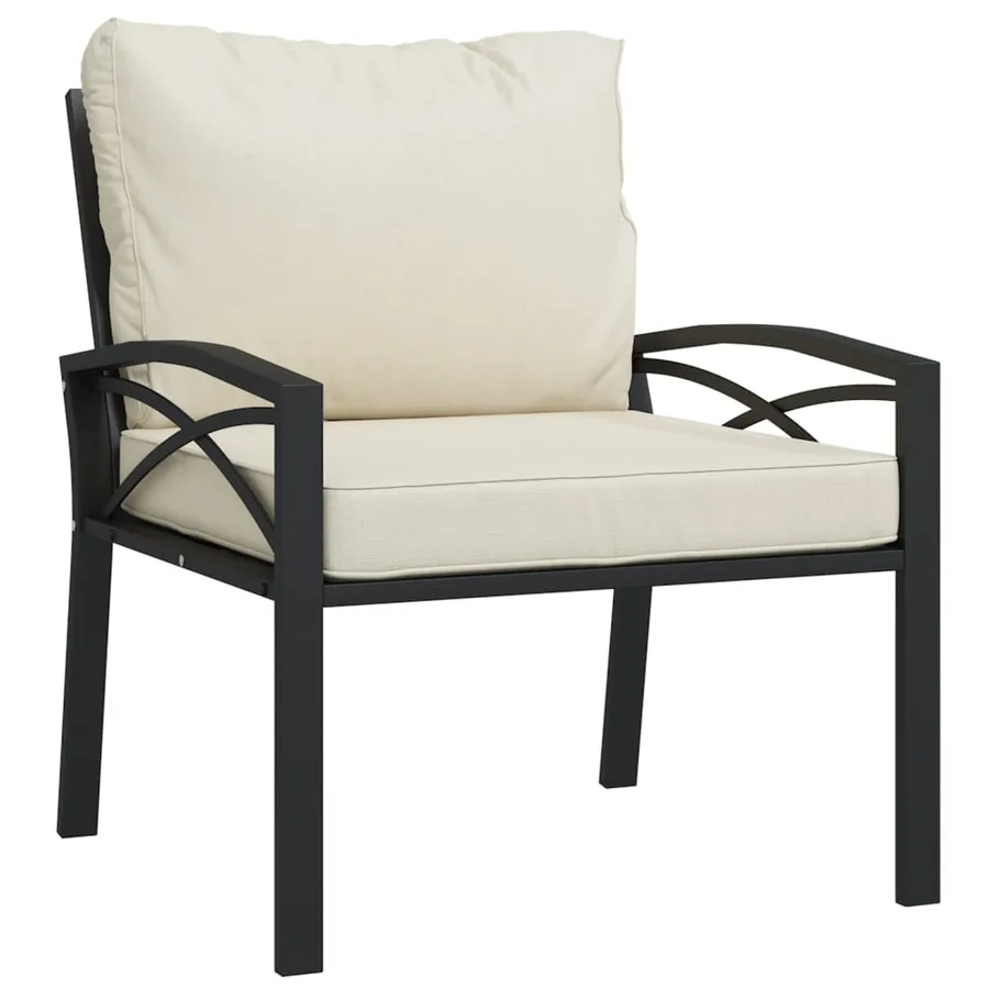 Salon de jardin 7 pcs avec coussins sable acier - 8