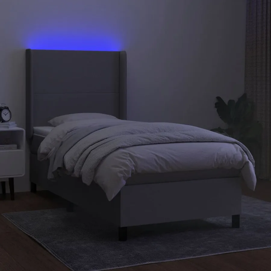 Sommier à lattes de lit matelas LED Gris clair 100x200 cm Tissu - 3