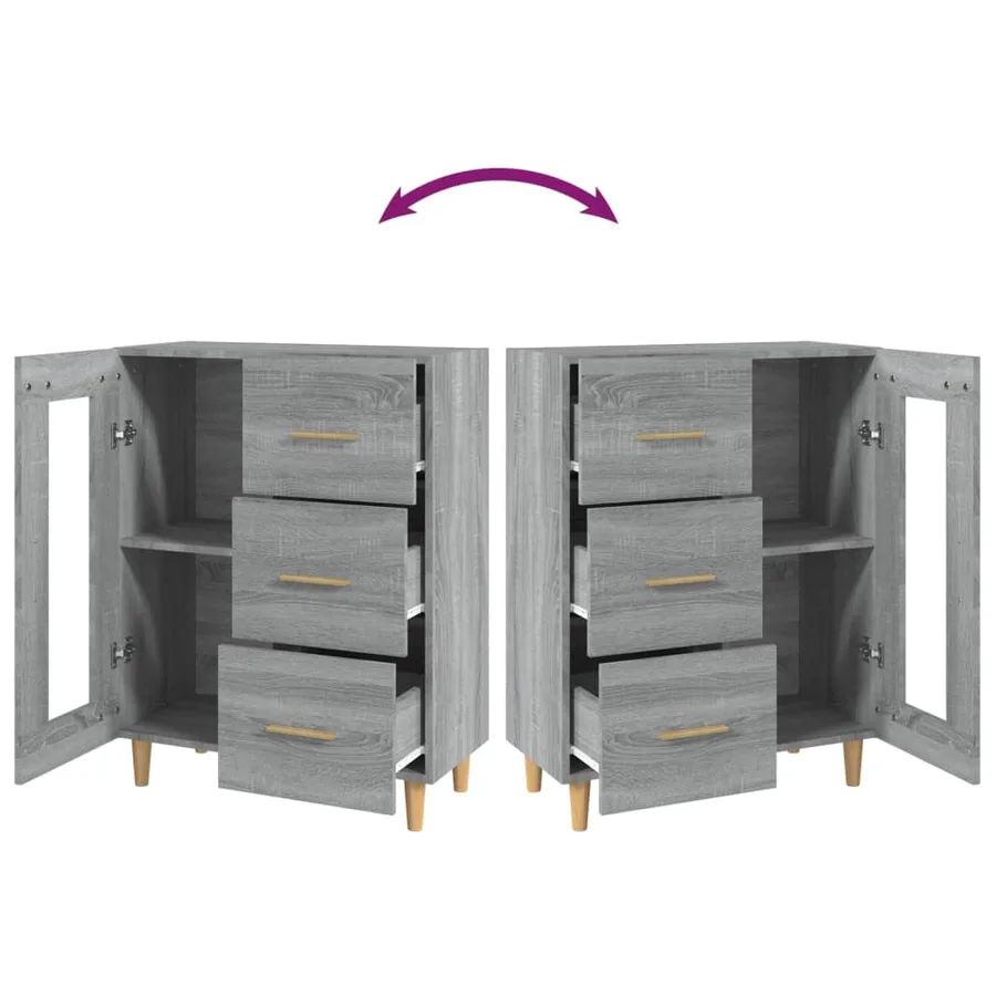 Buffet sonoma gris 69,5x34x90 cm bois d'ingénierie - 9