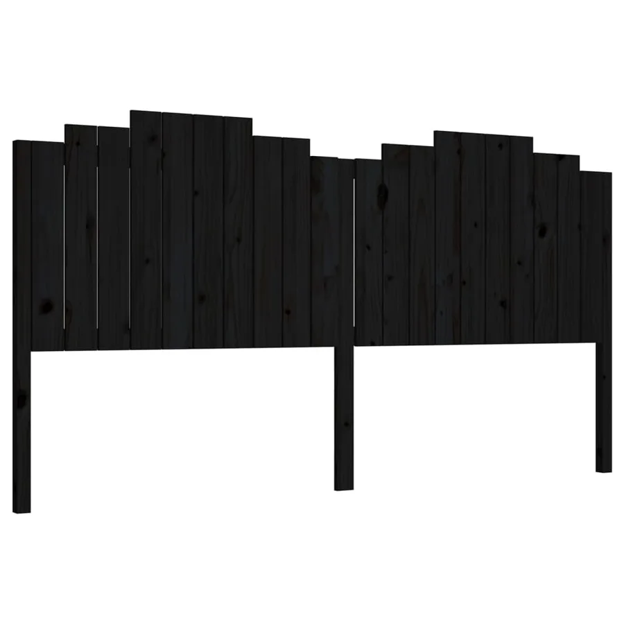 Tête de lit Noir 206x4x110 cm Bois massif de pin - 2