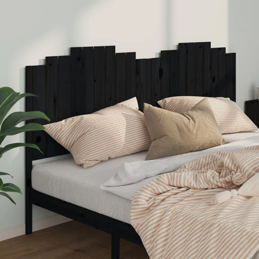 Tête de lit Noir 206x4x110 cm Bois massif de pin - 3