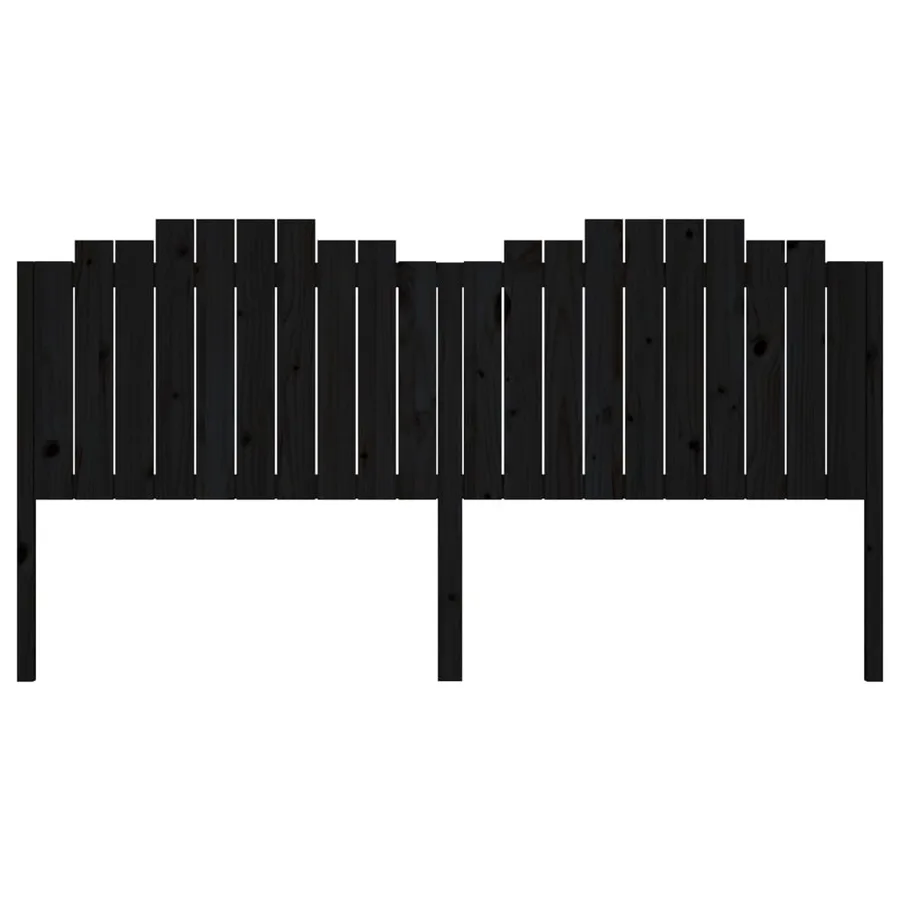Tête de lit Noir 206x4x110 cm Bois massif de pin - 4