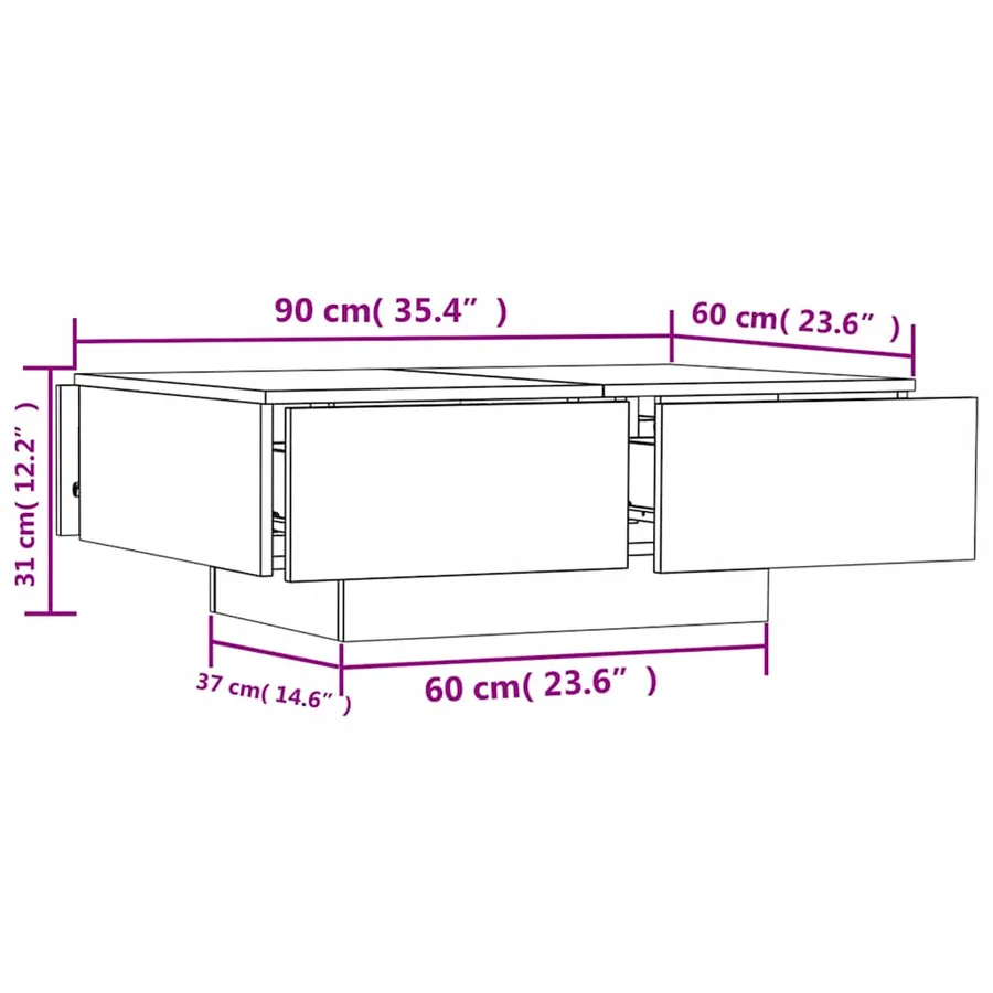 Table basse Gris béton 90x60x31 cm Aggloméré - 8