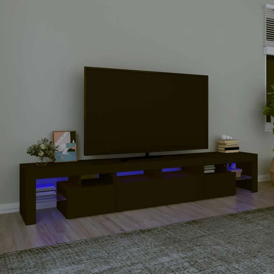 Meuble TV avec lumières LED Noir 230x36,5x40 cm