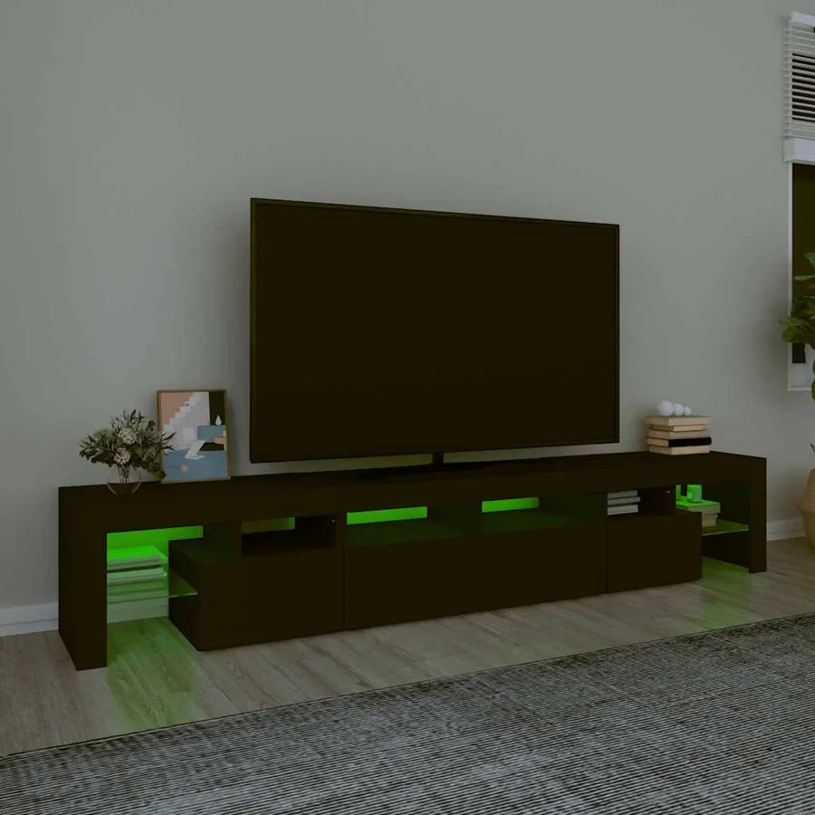 Meuble TV avec lumières LED Noir 230x36,5x40 cm - 4