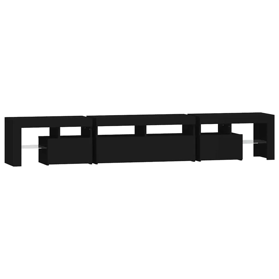 Meuble TV avec lumières LED Noir 230x36,5x40 cm - 8