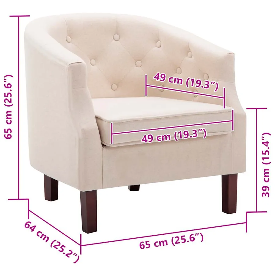 Fauteuil beige tissu - 8