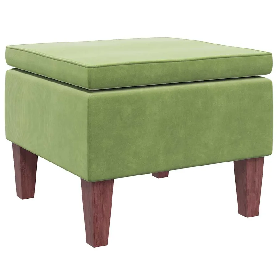 Tabouret avec pieds en bois Vert clair Velours - 2