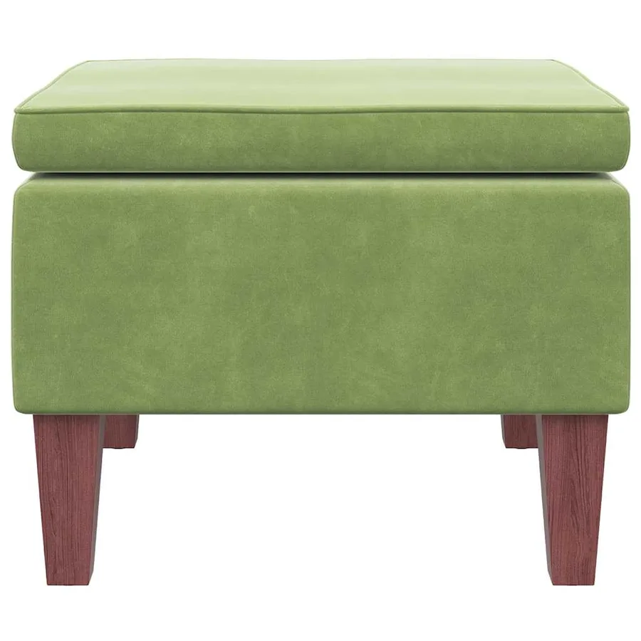 Tabouret avec pieds en bois Vert clair Velours - 3