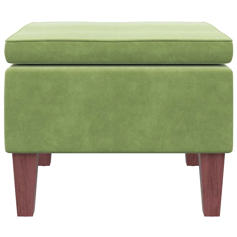 Tabouret avec pieds en bois Vert clair Velours - 4