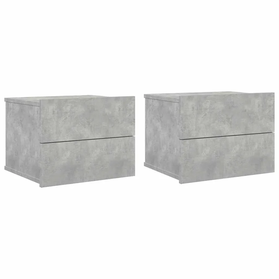 Tables de chevet 2 pcs Gris béton 40x30x30 cm Bois ingénierie - 2