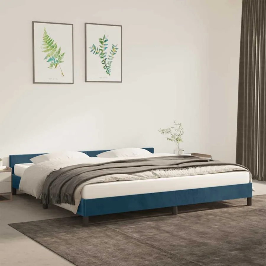 Cadre de lit sans matelas bleu foncé 200x200 cm velours