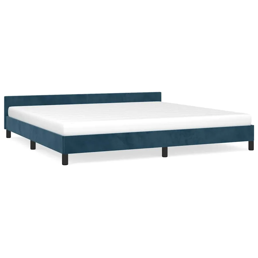Cadre de lit sans matelas bleu foncé 200x200 cm velours - 2