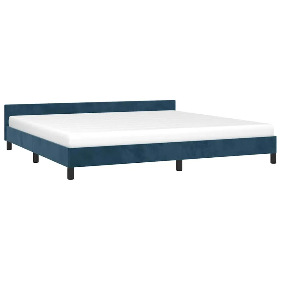 Cadre de lit sans matelas bleu foncé 200x200 cm velours - 3