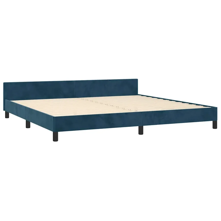 Cadre de lit sans matelas bleu foncé 200x200 cm velours - 4