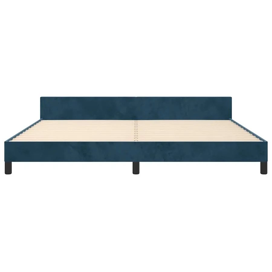 Cadre de lit sans matelas bleu foncé 200x200 cm velours - 5