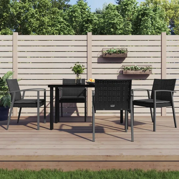 Ensemble à manger de jardin 5 pcs coussins résine tressée acier