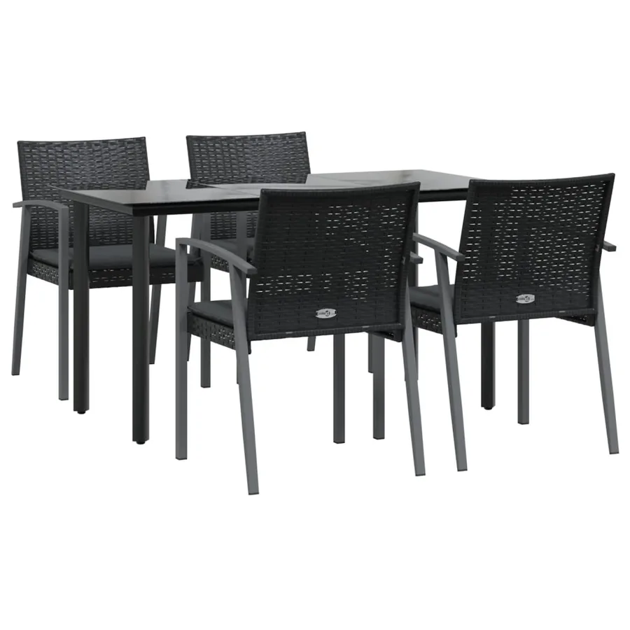 Ensemble à manger de jardin 5 pcs coussins résine tressée acier - 3