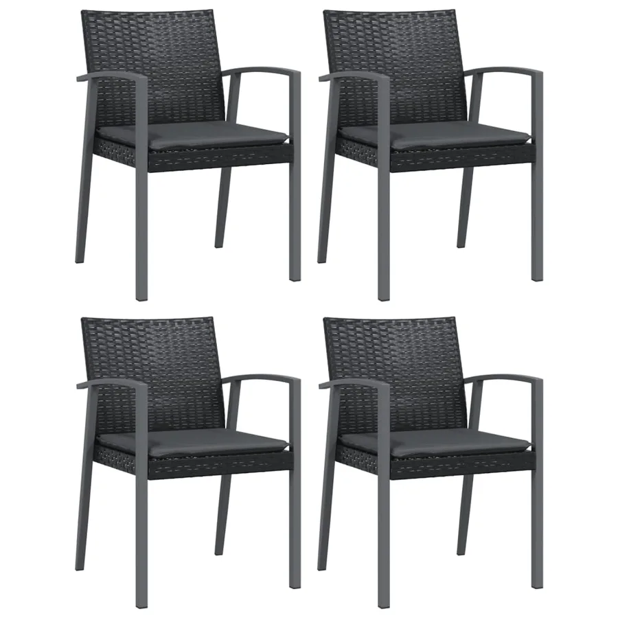 Ensemble à manger de jardin 5 pcs coussins résine tressée acier - 4