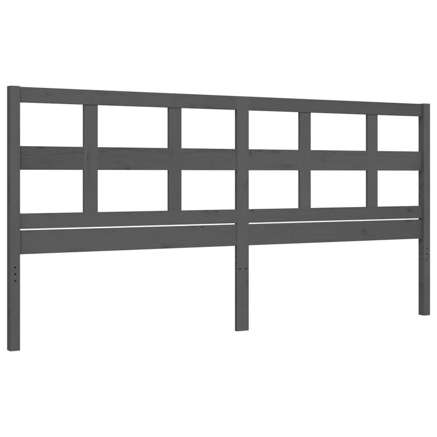 Cadre de lit sans matelas gris 200x200 cm bois massif - 8