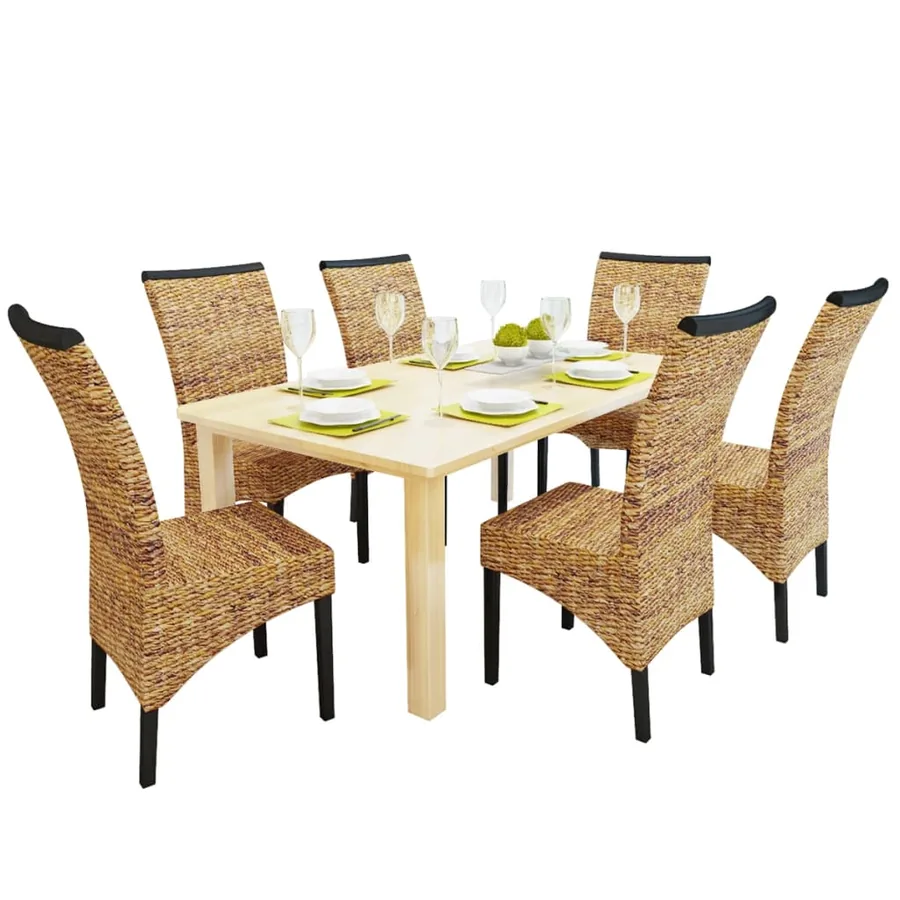Chaises à manger lot de 6 bois solide de manguier et abaca