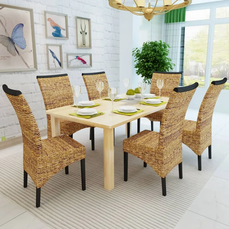Chaises à manger lot de 6 bois solide de manguier et abaca - 3