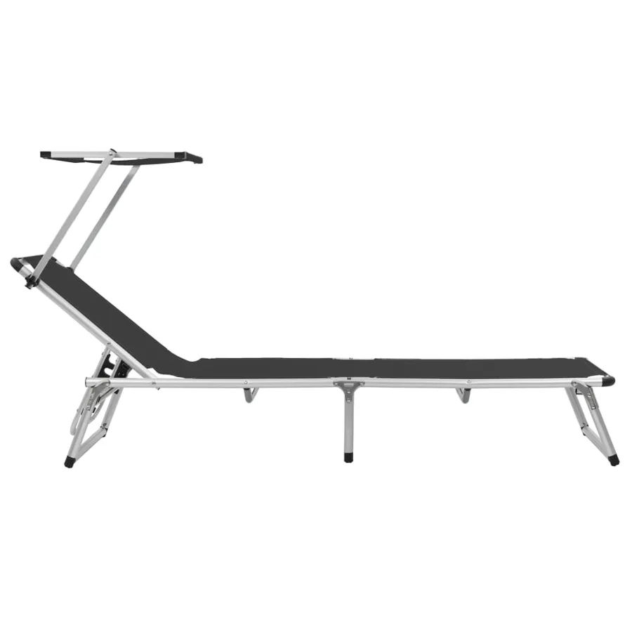 Chaises longues pliables et toit lot de 2 Aluminium textilène - 4