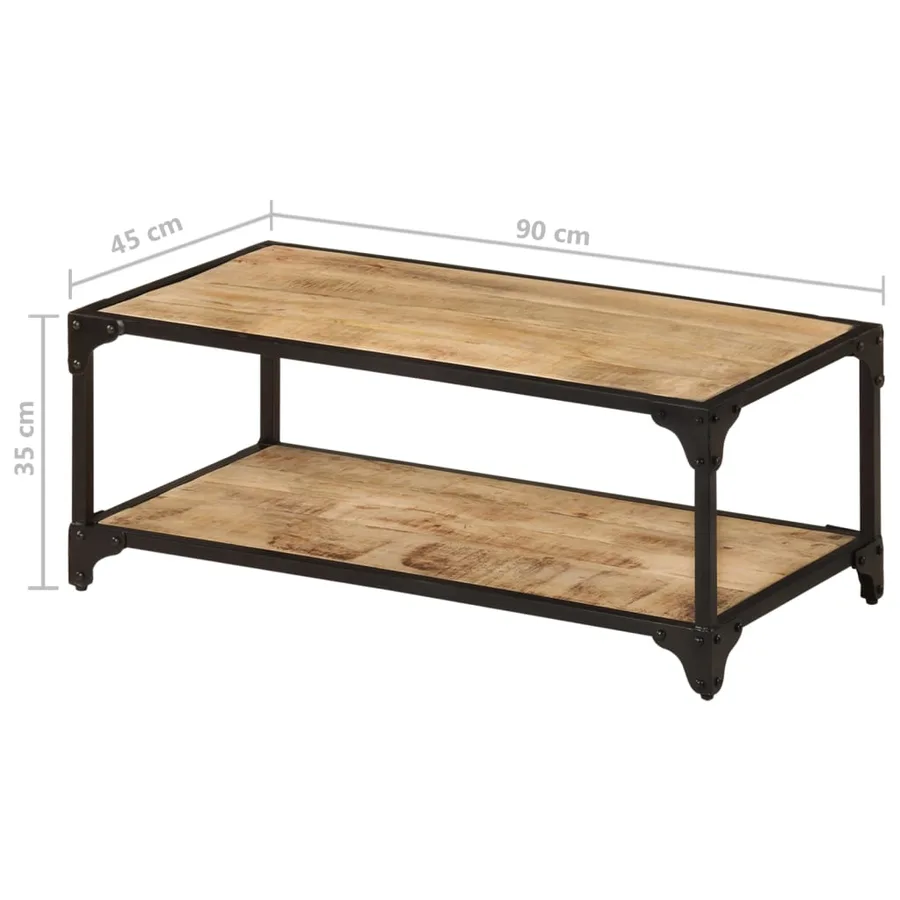 Table basse 90x45x35 cm Bois de manguier massif brut - 8