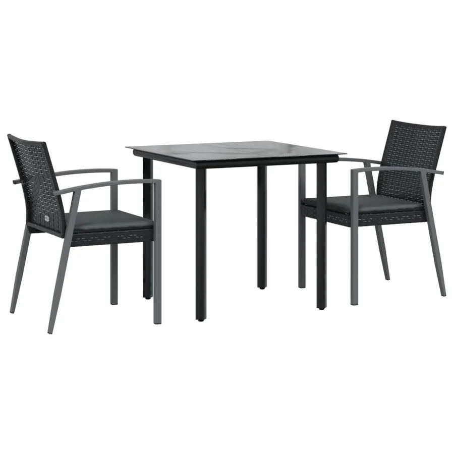 Ensemble à manger de jardin 3 pcs coussins résine tressée acier - 3