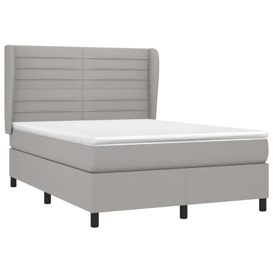 Sommier à lattes de lit avec matelas Gris clair 140x200cm Tissu - 3