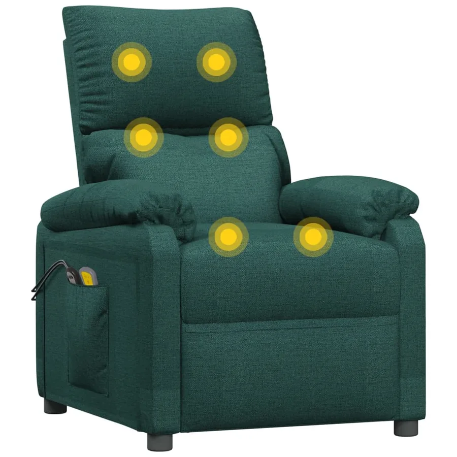 Fauteuil électrique de massage Vert foncé Tissu - 7
