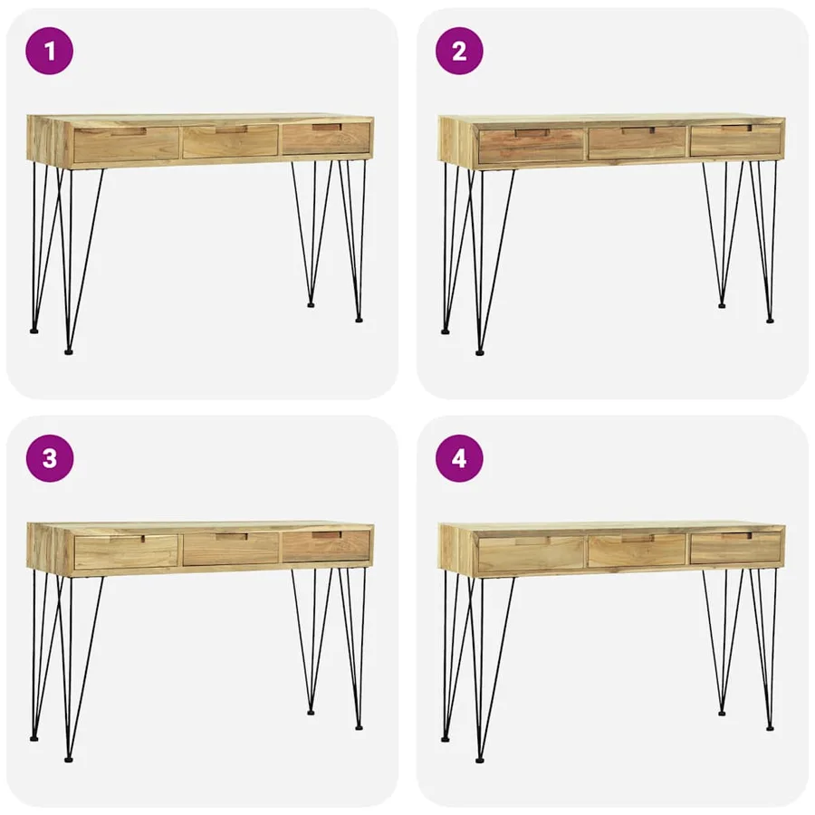 Table console 120x35x76 cm Teck massif - 8